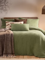 Yard Khaki Ribble Washed 100% Cotton Duvet Cover Set - Image 1 of 3