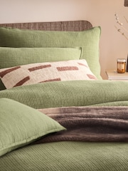 Yard Khaki Ribble Washed 100% Cotton Duvet Cover Set - Image 2 of 3