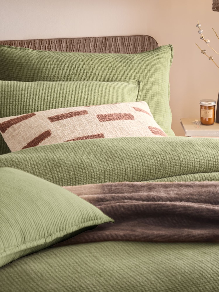 Yard Khaki Ribble Washed 100% Cotton Duvet Cover Set - Image 2 of 3