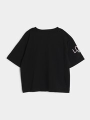 River Island Black Girls Graffiti Rose 100% Cotton T-Shirt - Image 2 of 4