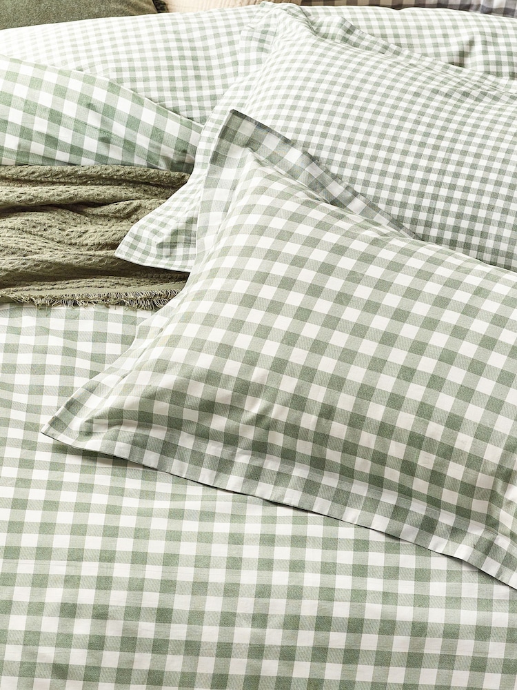 Yard Green Barton Check 100% Cotton Gingham Style Duvet Cover Set - Image 3 of 4