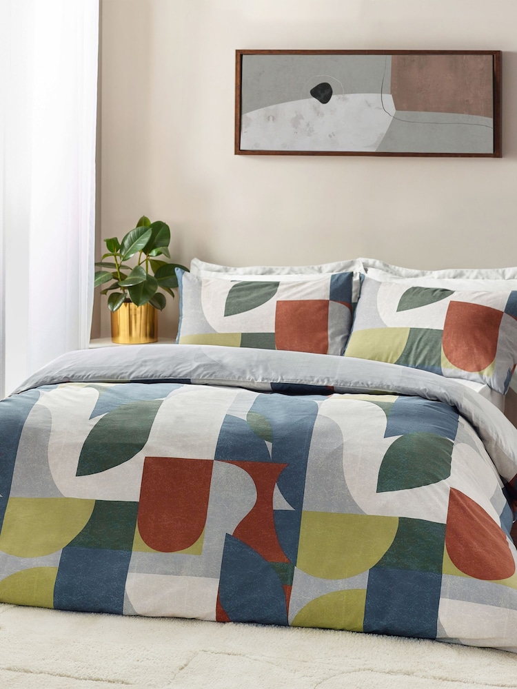 HÖEM Dusk and Bronze Siresa Abstract Geometric Duvet Cover Set - Image 4 of 4 HÖEM Dusk and Bronze Siresa Abstract Geometric Duvet Cover Set - Image 4 of 4