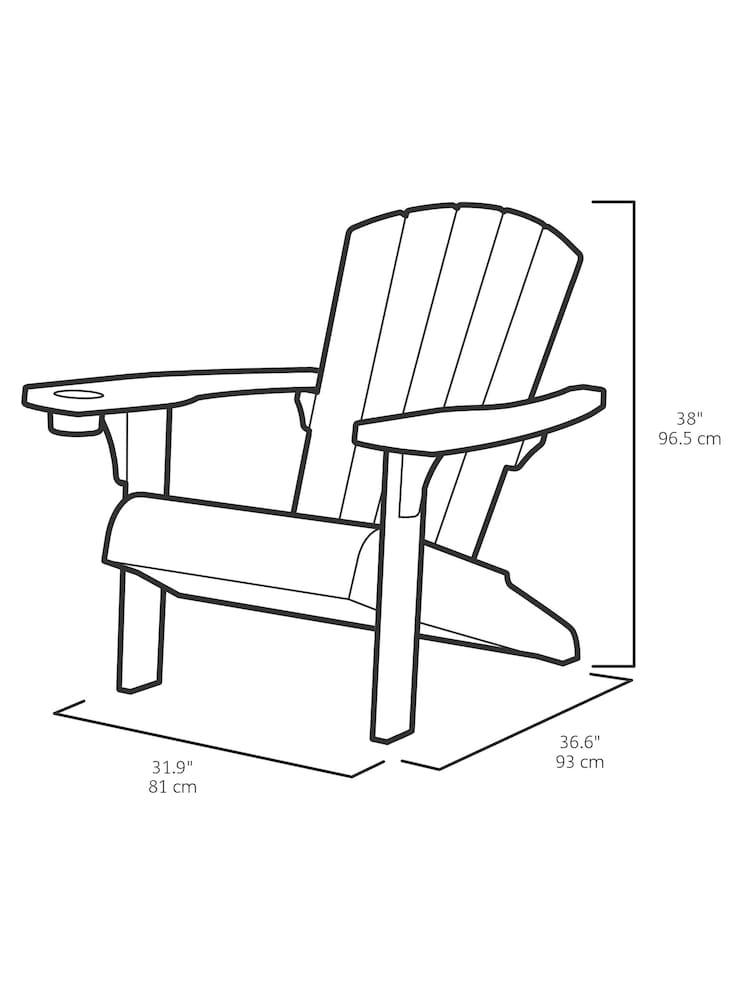 Keter Graphite Alpine Adirondack Outdoor Garden Furniture Chair - Image 6 of 6