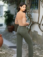 Yumi Green Stretch Canvas Wide Leg High Waist Jeans - Image 3 of 5