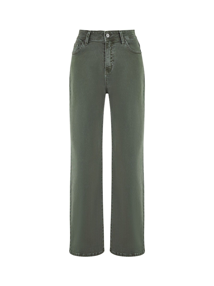Yumi Green Stretch Canvas Wide Leg High Waist Jeans - Image 5 of 5
