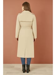 Yumi Brown Belted Long Trench Coat With Belt - Image 3 of 5