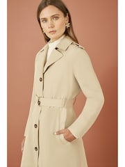 Yumi Brown Belted Long Trench Coat With Belt - Image 4 of 5
