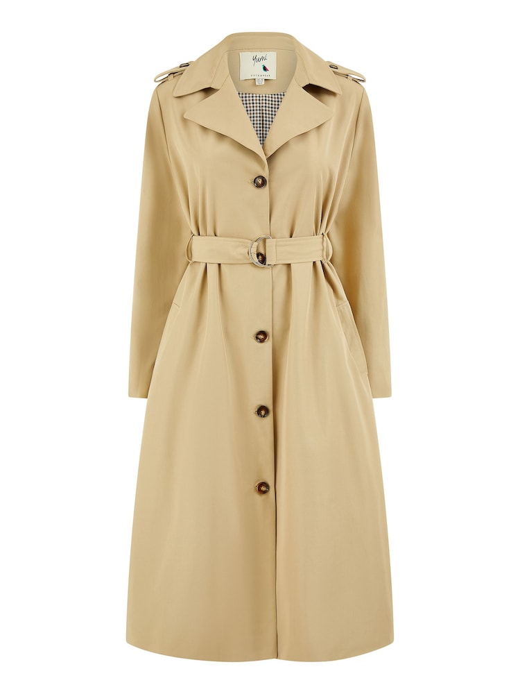 Yumi Brown Belted Long Trench Coat With Belt - Image 5 of 5