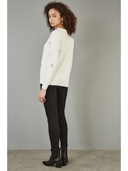 Yumi Cream Foil Star Print Relaxed Fit Jumper - Image 3 of 4