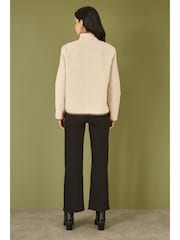 Yumi Cream Borg Jacket With Faux Leather Button Details - Image 3 of 5