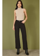 Yumi Black Stretch Canvas Wide Leg High Waist Jeans - Image 1 of 5