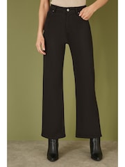 Yumi Black Stretch Canvas Wide Leg High Waist Jeans - Image 2 of 5