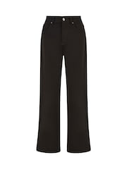 Yumi Black Stretch Canvas Wide Leg High Waist Jeans - Image 5 of 5