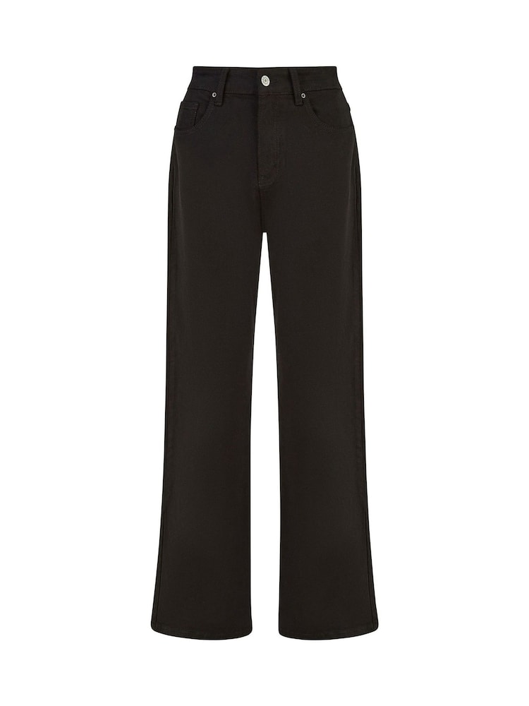 Yumi Black Stretch Canvas Wide Leg High Waist Jeans - Image 5 of 5