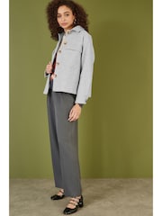 Yumi Grey Woven Shacket With Oversize Pockets - Image 1 of 5