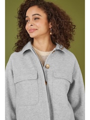 Yumi Grey Woven Shacket With Oversize Pockets - Image 4 of 5