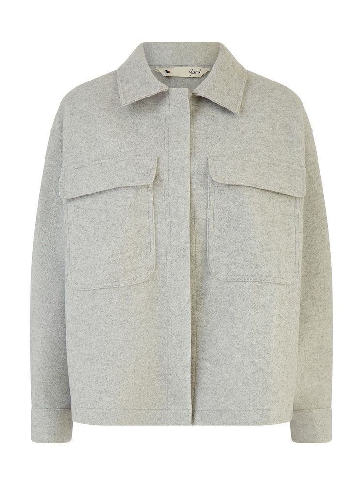 Yumi Grey Woven Shacket With Oversize Pockets - Image 5 of 5