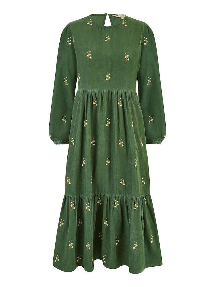 Grün - Yumi – langärmliges Midikleid aus 100 % Baumwolle mit Stickerei mit Blumendruck - Bild 4 von 4 Grün - Yumi – langärmliges Midikleid aus 100 % Baumwolle mit Stickerei mit Blumendruck - Bild 4 von 4