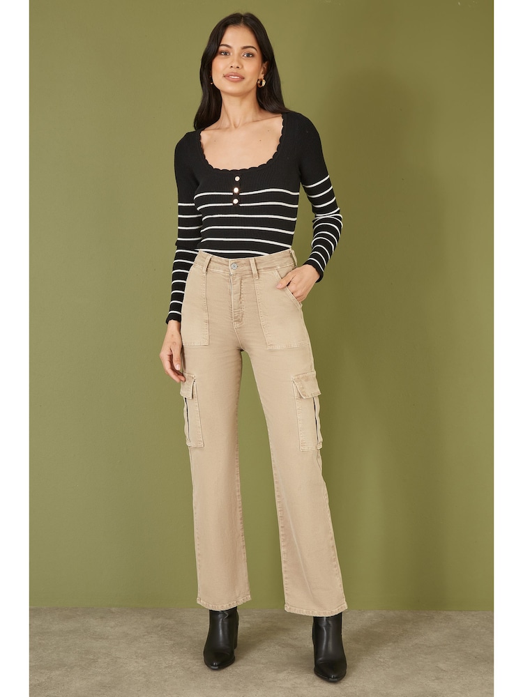 Yumi Stretch Cargo Canvas Stretch Pants - Imagen 1 de 5