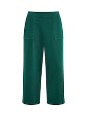 Yumi Green Corduroy Cropped Wide Leg Trousers With Pockets - Image 4 of 4