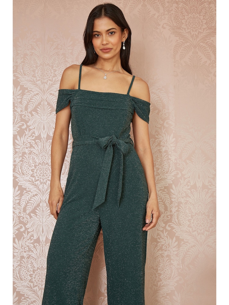 Yumi, glitzernder Bardot-Stretch-Jumpsuit - Bild 2 von 5 Yumi, glitzernder Bardot-Stretch-Jumpsuit - Bild 2 von 5