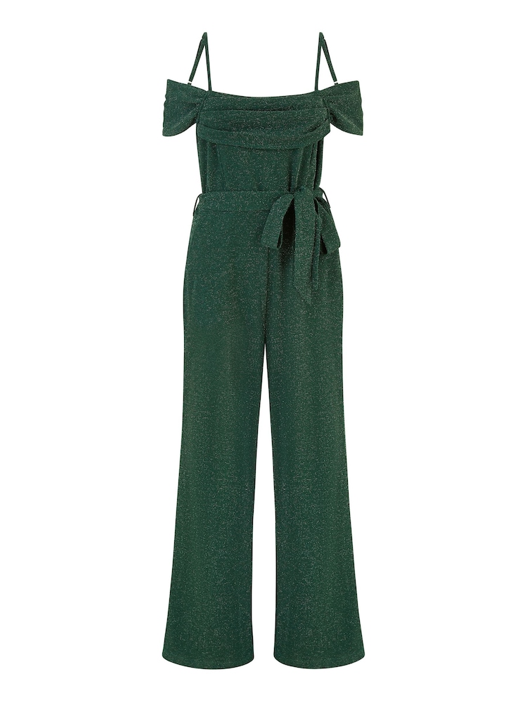 Yumi, glitzernder Bardot-Stretch-Jumpsuit - Bild 5 von 5 Yumi, glitzernder Bardot-Stretch-Jumpsuit - Bild 5 von 5