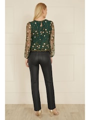 Yumi Green Floral Embroidered Long Sleeve Top - Image 3 of 5