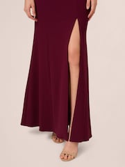 Adrianna Papell Red One Shoulder Mermaid Gown Dress - Image 5 of 7