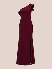 Adrianna Papell Red One Shoulder Mermaid Gown Dress - Image 6 of 7