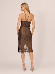 Adrianna by Adrianna Papell Natural Foil Lace Halter Dress - Изображение 2 из 7