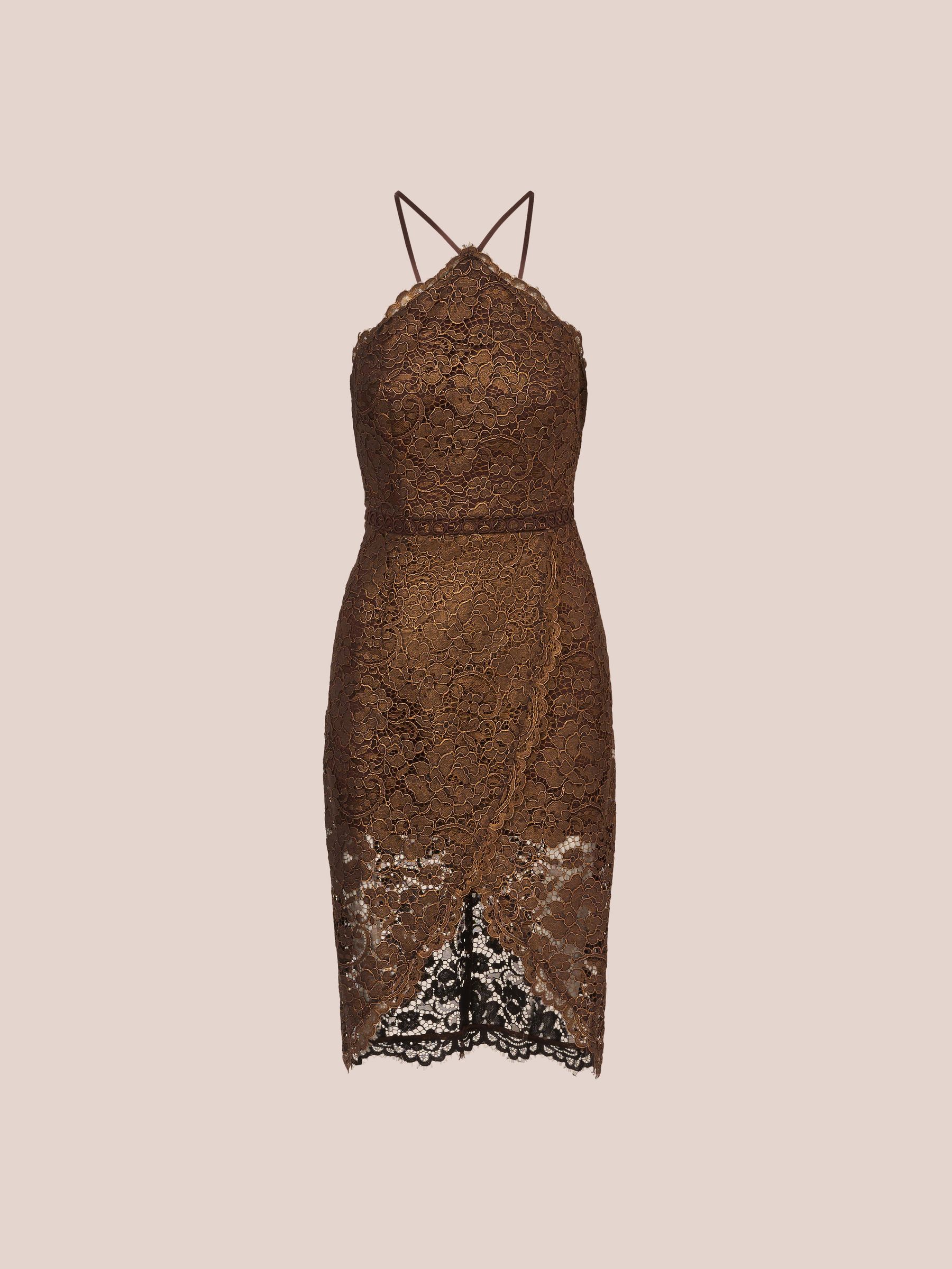 【海外限定】AdriannaPapell ドレス☆Lace Flounce Short Brown Amazon.com: Adrianna Papell Women's Lace Midi Flounce Dress