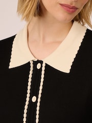 Adrianna Papell Button Front Short Sleeve Sweater With Contrast Collar - Image 4 of 7