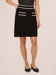 Adrianna Papell Pull On Sweater Black Skirt With Contrast Trim Detail - Image 1 of 7