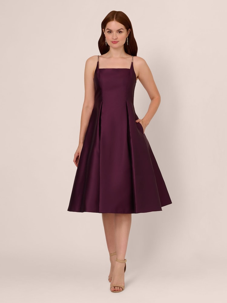 Adrianna Papell Purple Mikado Midi Dress - Image 1 of 7 Adrianna Papell Purple Mikado Midi Dress - Image 1 of 7