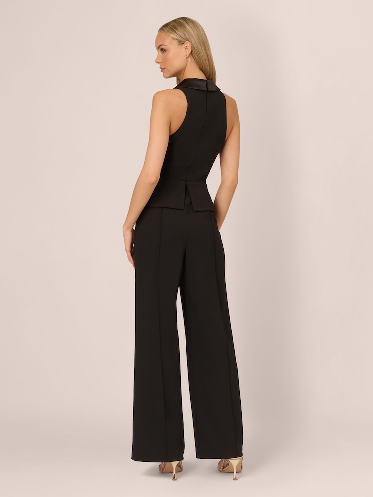 Adrianna by Adrianna Papell Knit Crepe Tuxedo Black Jumpsuit - Image 2 of 7 Adrianna by Adrianna Papell Knit Crepe Tuxedo Black Jumpsuit - Image 2 of 7