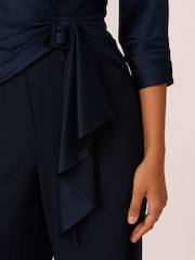 Adrianna Papell Blue Satin Crepe Jumpsuit - Image 5 of 7