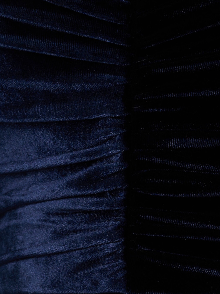 Adrianna Papell Blue Velvet High Low Gown Dress - Image 7 of 7