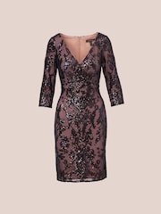 Adrianna Papell Blue Studio Beaded V-Neck Short Dress - Изображение 5 из 6