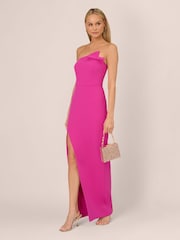 Adrianna by Adrianna Papell Pink Knit Crepe Strapless Gown - Image 3 of 7