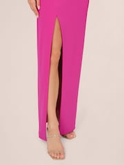 Adrianna by Adrianna Papell Pink Knit Crepe Strapless Gown - Image 5 of 7