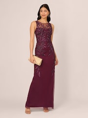 Adrianna Papell Red Studio Beaded Column Long Dress - Image 3 of 7