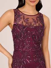 Adrianna Papell Red Studio Beaded Column Long Dress - Image 4 of 7