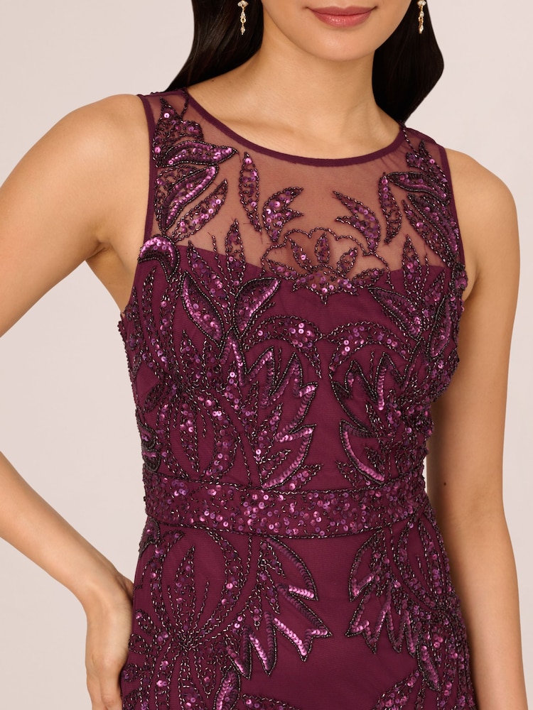 Adrianna Papell Red Studio Beaded Column Long Dress - Image 4 of 7
