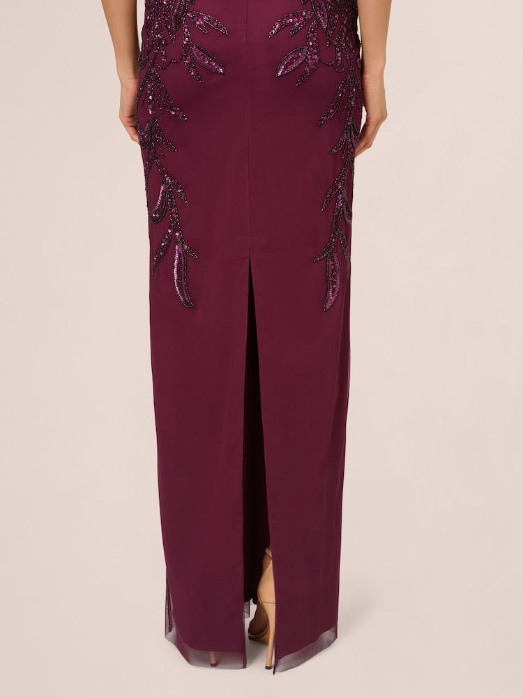 Adrianna Papell Red Studio Beaded Column Long Dress - Image 5 of 7