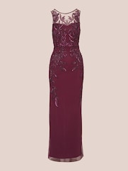 Adrianna Papell Red Studio Beaded Column Long Dress - Image 6 of 7