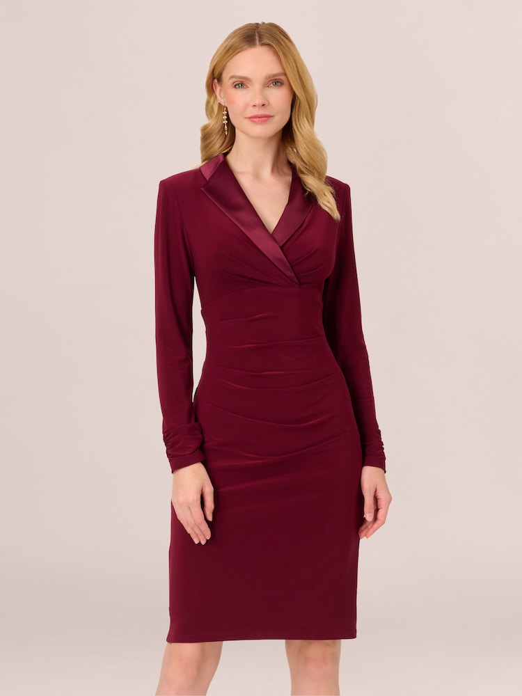 Adrianna Papell Red Jersey Tuxedo Dress - Image 1 of 7