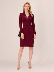 Adrianna Papell Red Jersey Tuxedo Dress - Image 3 of 7
