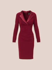 Adrianna Papell Red Jersey Tuxedo Dress - Image 6 of 7