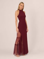 Adrianna by Adrianna Papell Red Knit Crepe Halter Gown - Image 1 of 7