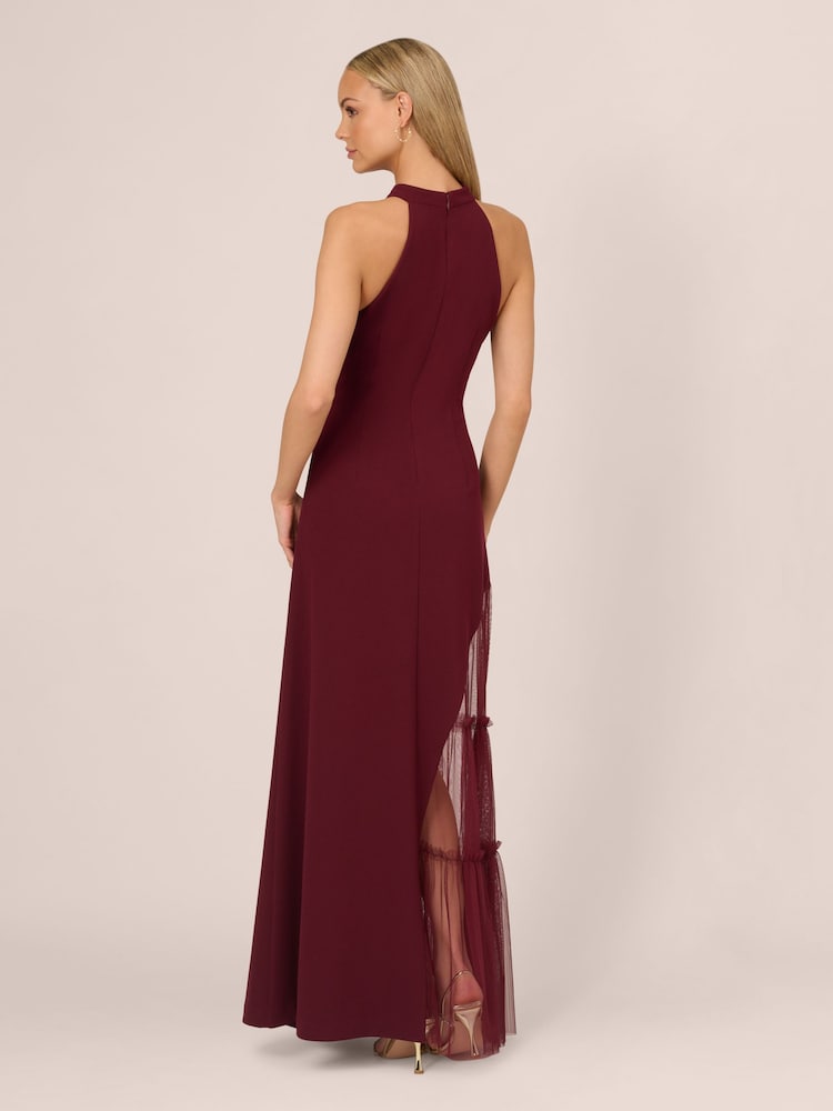 Adrianna by Adrianna Papell Red Knit Crepe Halter Gown - Image 2 of 7
